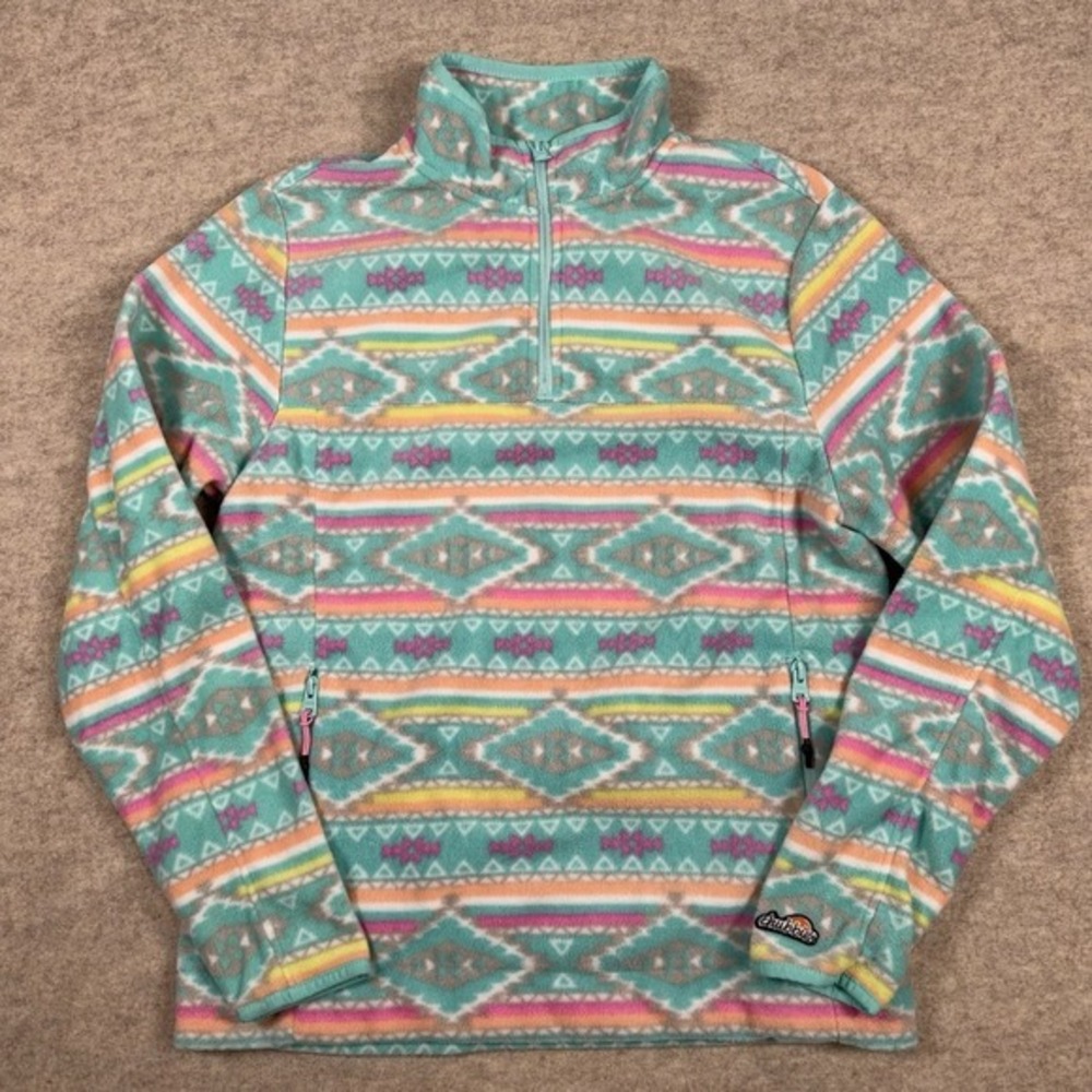 Chubbies Pullover Quarter Zip Fleece Sweater Mens Size Small‎ Green Aztec AOP
